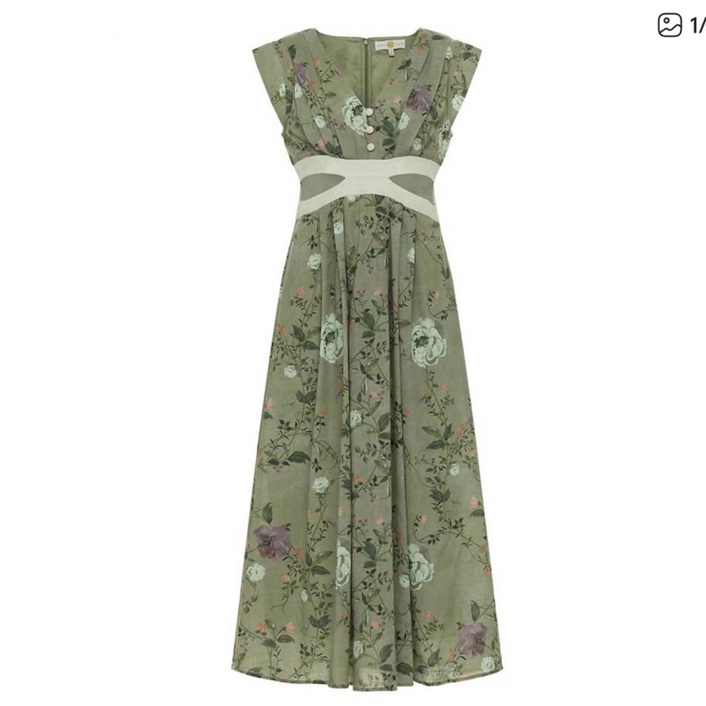 Anna Cate Adele Cutout Green Floral Maxi